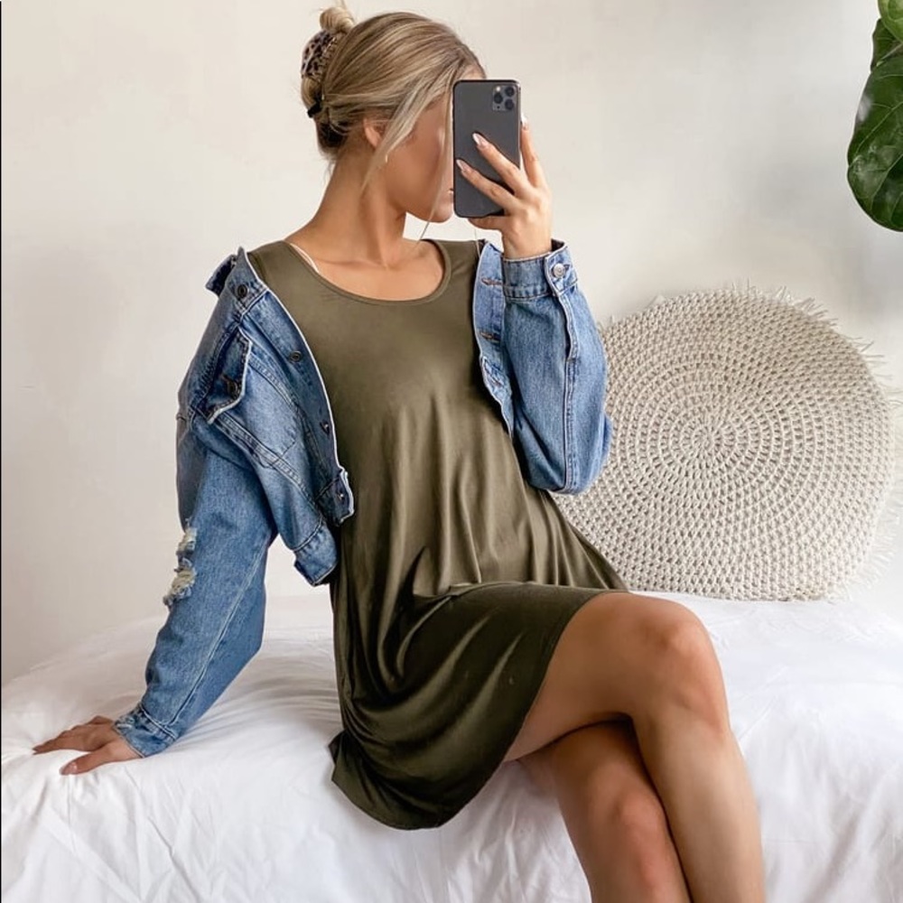 Twirl Power Olive Green Swing Dress